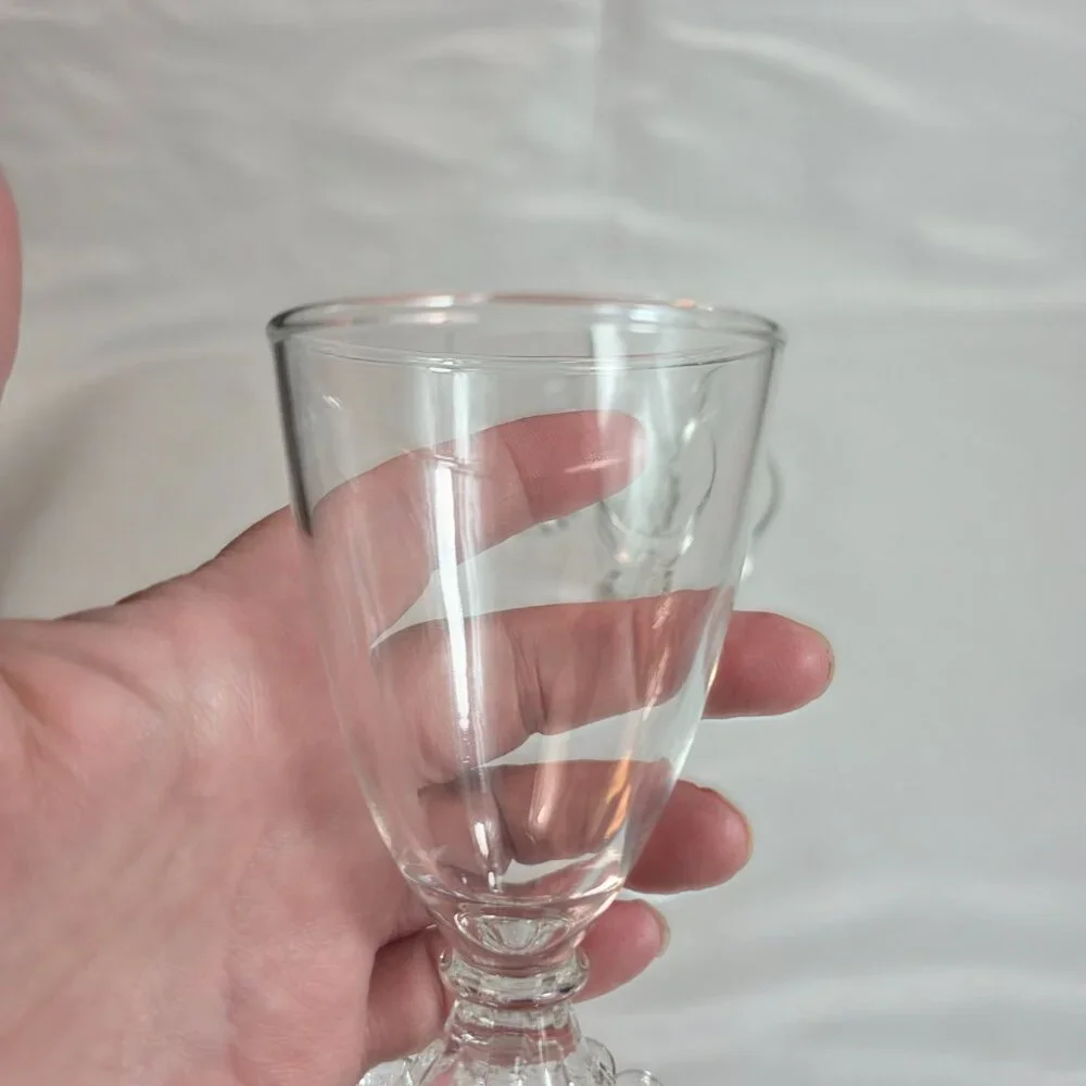 FOUR Anchor Hocking Berwick Boopie Clear Juice/Wine Glasses Ball Design on Base